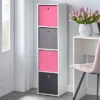 4.25" Utility Bookcase Tower With 4 Fabric Bins White/Pink - Buylateral