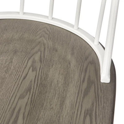 Set Of 2 Milo Windsor Metal With Wood Seat Dining Chairs White/Charcoal Gray - Buylateral 2 Set Of 2 Milo Windsor Metal With Wood Seat Dining Chairs White/Charcoal Gray - Buylateral - Image 2