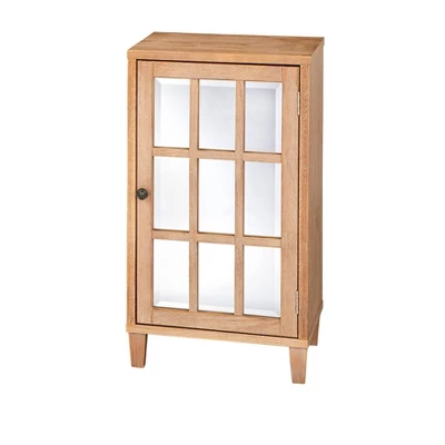 Matteo Rustic Mirrored Door Natural Side Cabinet - Lifestorey 3 Matteo Rustic Mirrored Door Natural Side Cabinet - Lifestorey - Image 3
