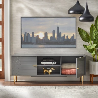 Tabaria TV Stand For TVs Up To 55" Gray - Buylateral 2 Tabaria TV Stand For TVs Up To 55" Gray - Buylateral - Image 2