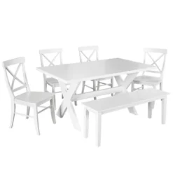 6pc Sumner Dining Set With Bench White - Buylateral 5 6pc Sumner Dining Set With Bench White - Buylateral -Buylateral Home Cheap Store GUEST 1e4b2914 b701 4bd9 a850 e171f6a8445b