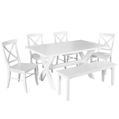6pc Sumner Dining Set With Bench White - Buylateral 3 6pc Sumner Dining Set With Bench White - Buylateral - Image 3