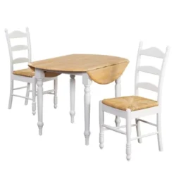 3pc Ladder Back Drop Leaf Dining Set Wood/White - Buylateral -Buylateral Home Cheap Store GUEST 2f58daba 0637 4ba0 8fa8 33363b2507ac