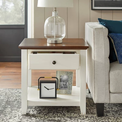 Charleston End Table Off White/Chestnut - Buylateral 2 Charleston End Table Off White/Chestnut - Buylateral - Image 2