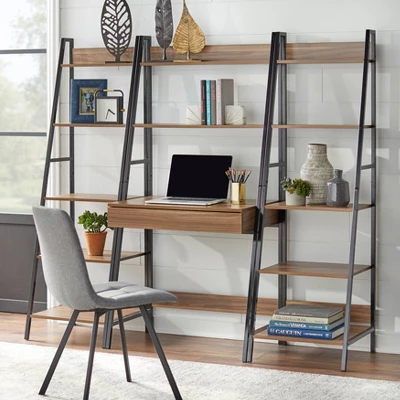 3pc Denton Ladder Desk And Shelf Walnut/Black - Buylateral 1 3pc Denton Ladder Desk And Shelf Walnut/Black - Buylateral