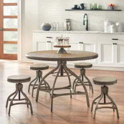 Set Of 2 Adjustable Height Stools With Nailhead Pewter Silver - Buylateral 5 Set Of 2 Adjustable Height Stools With Nailhead Pewter Silver - Buylateral -Buylateral Home Cheap Store GUEST 4f494e24 1827 406c a6b3 ec76d2fc5a30