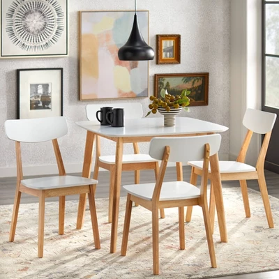5pc Perla Dining Set White/Natural - Buylateral 1 5pc Perla Dining Set White/Natural - Buylateral