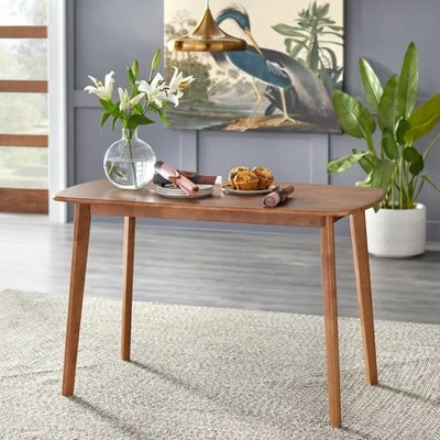 4pc Nettie Mid-Century Modern Dining Set With Bench Walnut/Teal - Buylateral 2 4pc Nettie Mid-Century Modern Dining Set With Bench Walnut/Teal - Buylateral - Image 2