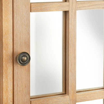 Matteo Rustic Mirrored Door Natural Side Cabinet - Lifestorey 2 Matteo Rustic Mirrored Door Natural Side Cabinet - Lifestorey - Image 2