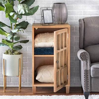 Matteo Rustic Mirrored Door Natural Side Cabinet - Lifestorey 1 Matteo Rustic Mirrored Door Natural Side Cabinet - Lifestorey