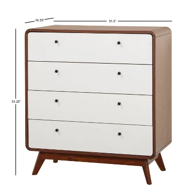 Cassie Mid-Century Modern 4 Drawer Chest Walnut/White - Buylateral 5 Cassie Mid-Century Modern 4 Drawer Chest Walnut/White - Buylateral - Image 5