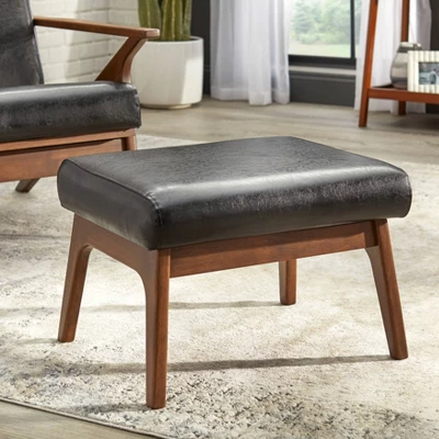 Bianca Mid-Century Modern Ottoman Black/Walnut - Buylateral 1 Bianca Mid-Century Modern Ottoman Black/Walnut - Buylateral