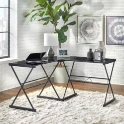 L Shaped Tempered Glass Desk - Buylateral