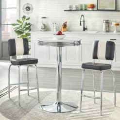 Raleigh Retro Bar Height Pub Dining Table White/Chrome - Buylateral -Buylateral Home Cheap Store GUEST 77054eb0 8b9e 480b 8197 0658a545548d 1