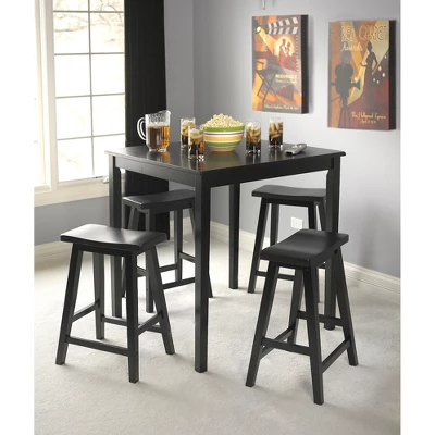 5pc Atmore Saddle Counter Height Dining Sets - Black - Buylateral 1 5pc Atmore Saddle Counter Height Dining Sets - Black - Buylateral