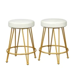 Set Of 2 24" Mazzini Faux Leather And Metal Counter Height Barstools - Buylateral -Buylateral Home Cheap Store GUEST 8607c253 0571 45c6 8b72 5fbf46715352