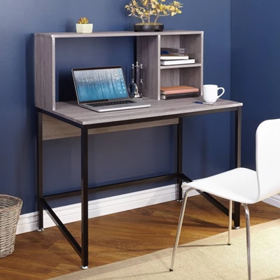 Ora Desk With Hutch - Black/Gray - Buylateral 1 Ora Desk With Hutch - Black/Gray - Buylateral