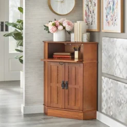 Mission 2 Door 1 Drawer Corner Storage Cabinet Oak - Buylateral -Buylateral Home Cheap Store GUEST 9636a05b ff0a 4faf 81fb f47e8e914aaf