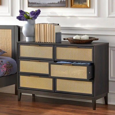 Andros 6 Drawer Dresser With Faux Cane Drawer Fronts - Buylateral 2 Andros 6 Drawer Dresser With Faux Cane Drawer Fronts - Buylateral - Image 2