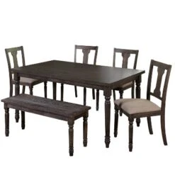 6pc Burntwood Dining Set With Bench - Buylateral 18 6pc Burntwood Dining Set With Bench - Buylateral -Buylateral Home Cheap Store GUEST a7533b3f 641d 4ea7 a901 85eea0f0acd2