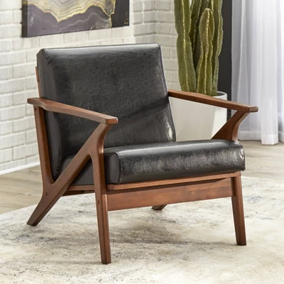 Bianca Mid-Century Modern Armchair Black/Walnut - Buylateral 1 Bianca Mid-Century Modern Armchair Black/Walnut - Buylateral