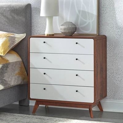 Cassie Mid-Century Modern 4 Drawer Chest Walnut/White - Buylateral 1 Cassie Mid-Century Modern 4 Drawer Chest Walnut/White - Buylateral