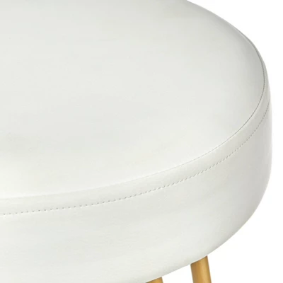 Set Of 2 30" Mazzini Faux Leather And Metal Counter Height Barstools White/Gold - Buylateral 3 Set Of 2 30" Mazzini Faux Leather And Metal Counter Height Barstools White/Gold - Buylateral - Image 3