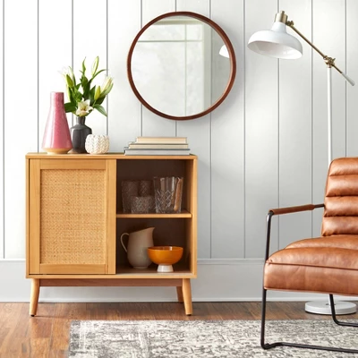 Rosen Rattan Sliding Door Buffet Natural - Buylateral 2 Rosen Rattan Sliding Door Buffet Natural - Buylateral - Image 2