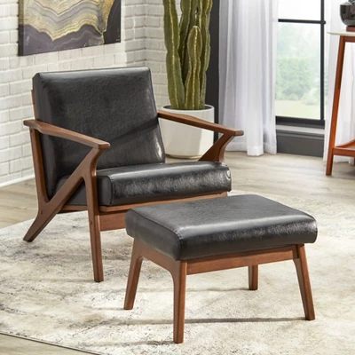 Bianca Mid-Century Modern Ottoman Black/Walnut - Buylateral 3 Bianca Mid-Century Modern Ottoman Black/Walnut - Buylateral - Image 3