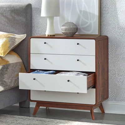 Cassie Mid-Century Modern 4 Drawer Chest Walnut/White - Buylateral 2 Cassie Mid-Century Modern 4 Drawer Chest Walnut/White - Buylateral - Image 2